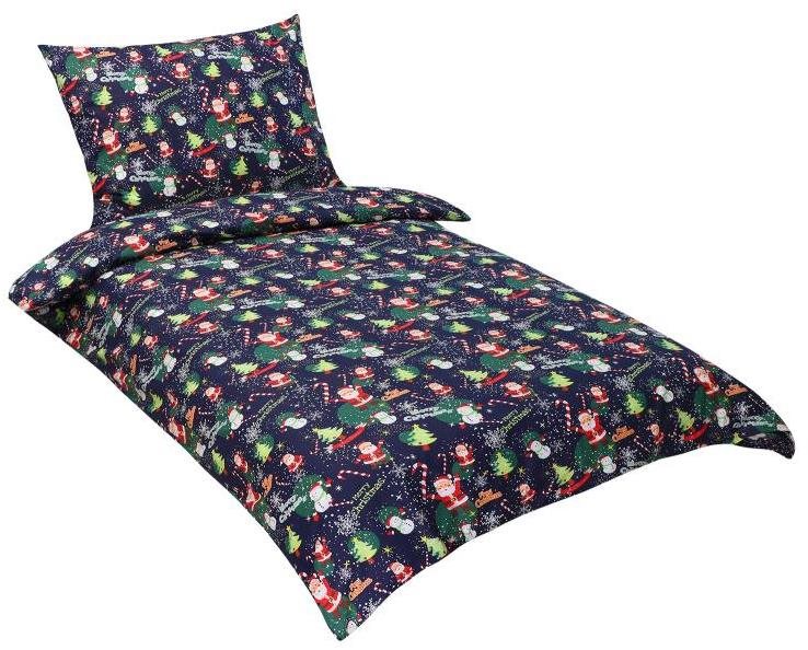 Bellatex Bavlnené – 140 × 200, 70 × 90 cm – Vianočný vzor – modré...