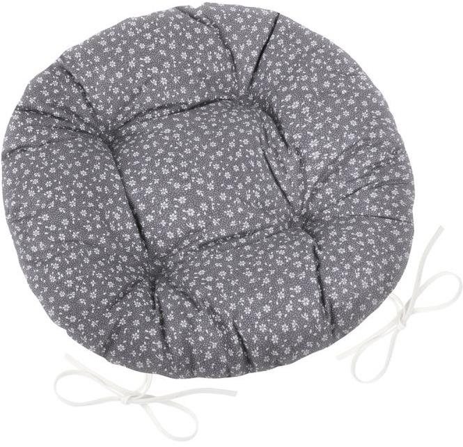 Bellatex Adela prešívaný okrúhly – priemer 40 cm – sivý kvietok...