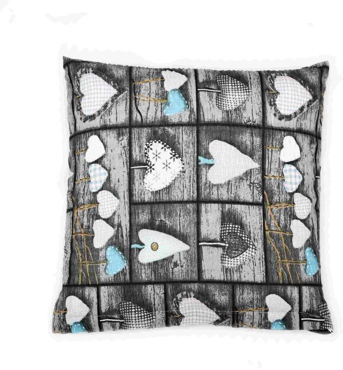 Bellatex Krepový – 40 × 40 cm – srdce patchwork – sivá, tyrkysová...