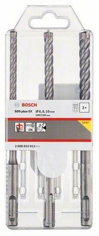 BOSCH Súprava vrtákov SDS-plus-5x, 4 brity, 3 ks Sada vrtákov SDS...