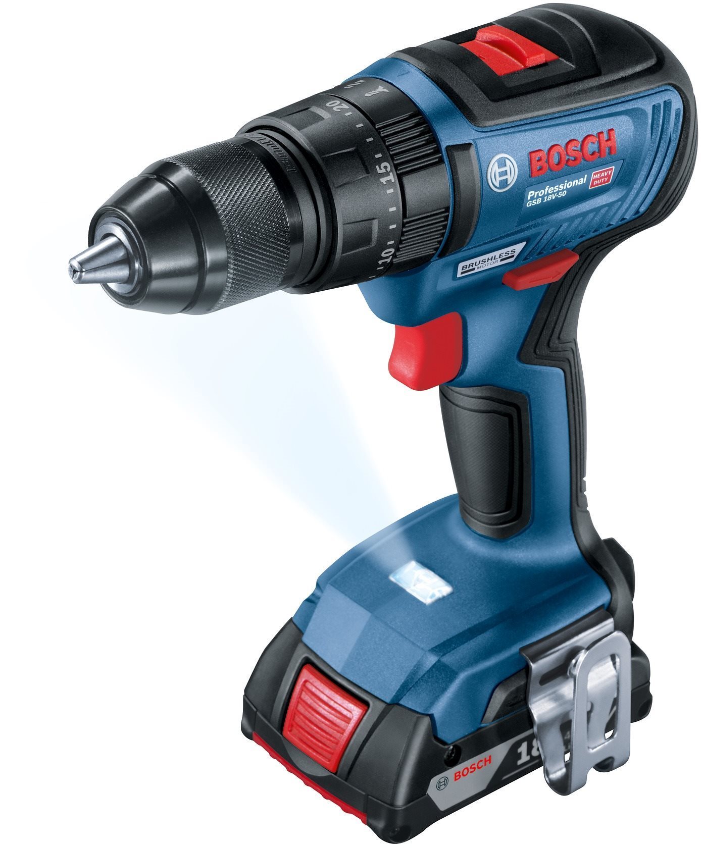 BOSCH GSB 18V-50 2× 2.0 Ah + L-Case Aku vŕtačka