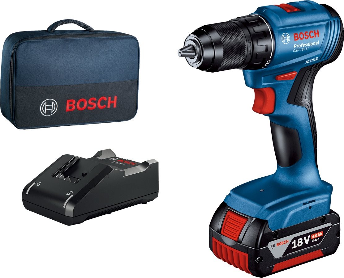 Bosch Professional GSR 185 LI  (1x 4,0 Ah, nabíjačka, taška),...
