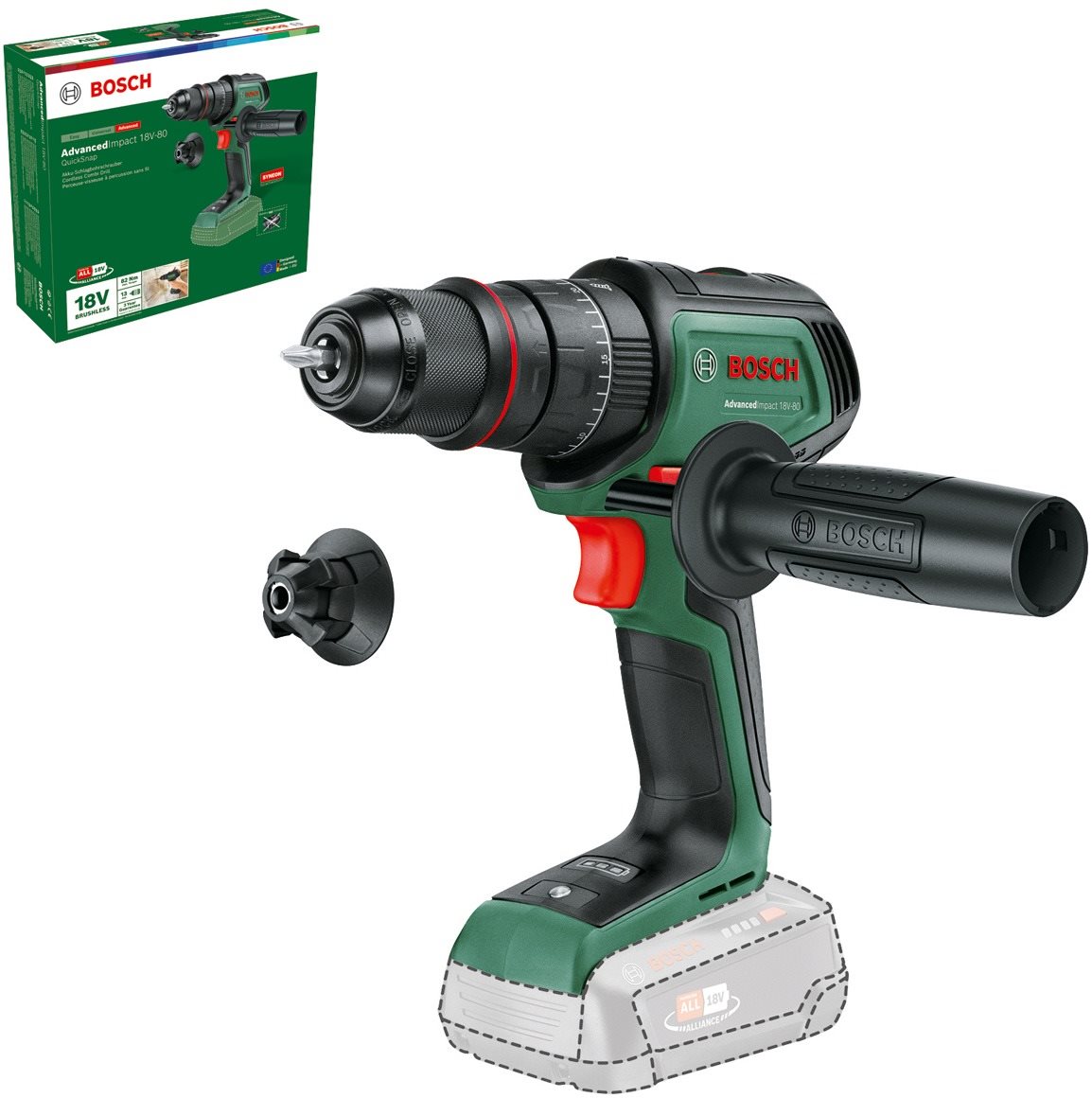 BOSCH 06039E2100 AdvancedImpact 18V-80 Quicksnap (akkumulátor...