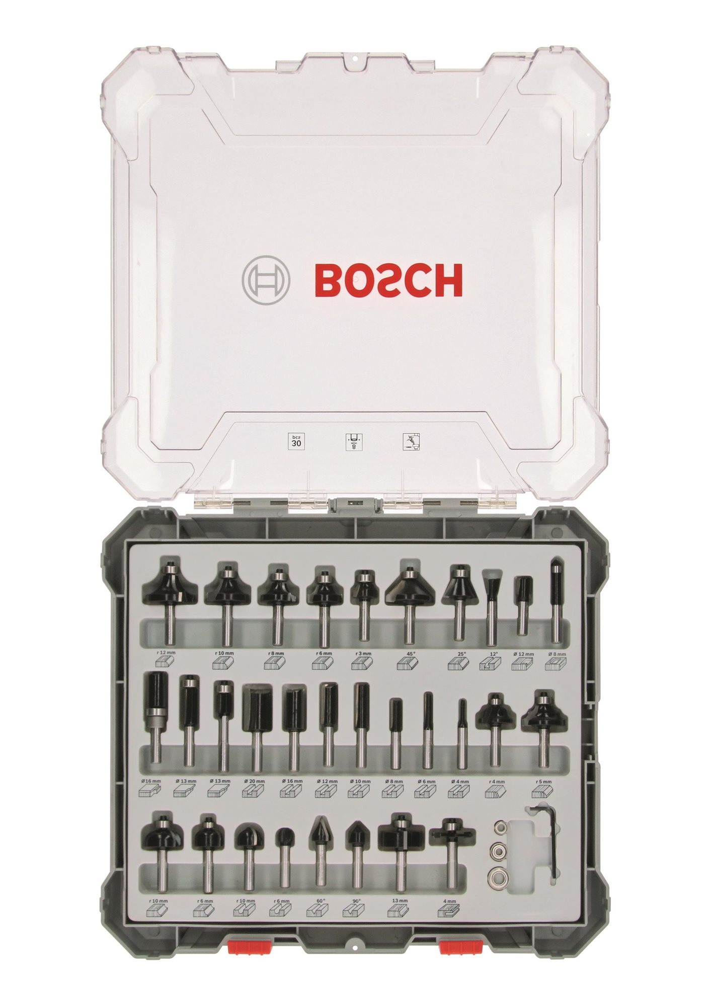 BOSCH Zmiešaná súprava tvarových fréz s vretenom priemer 8 mm, 30...
