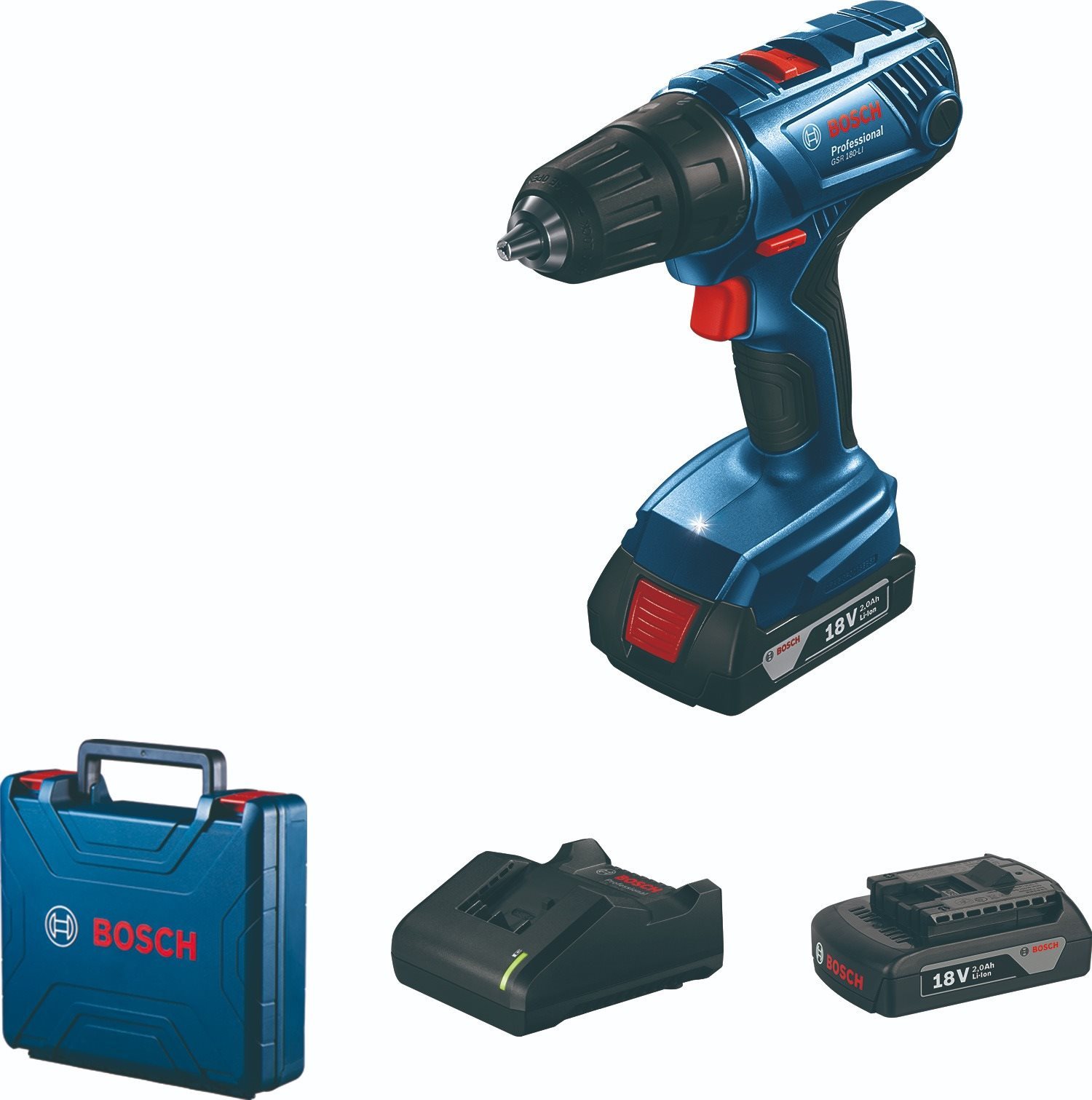 Akumulátorová vŕtačka Bosch GSR 180-Li Professional 2× 2 Ah Aku...