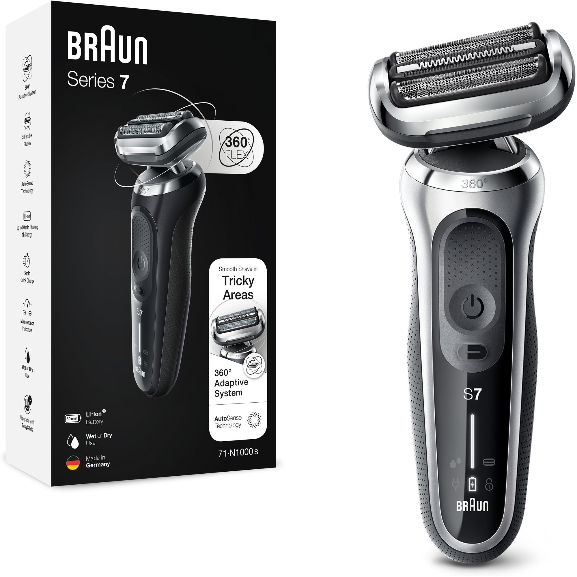 Braun Series 7 71-S1000s Nass- und Trockenrasierer - silber Rasierer