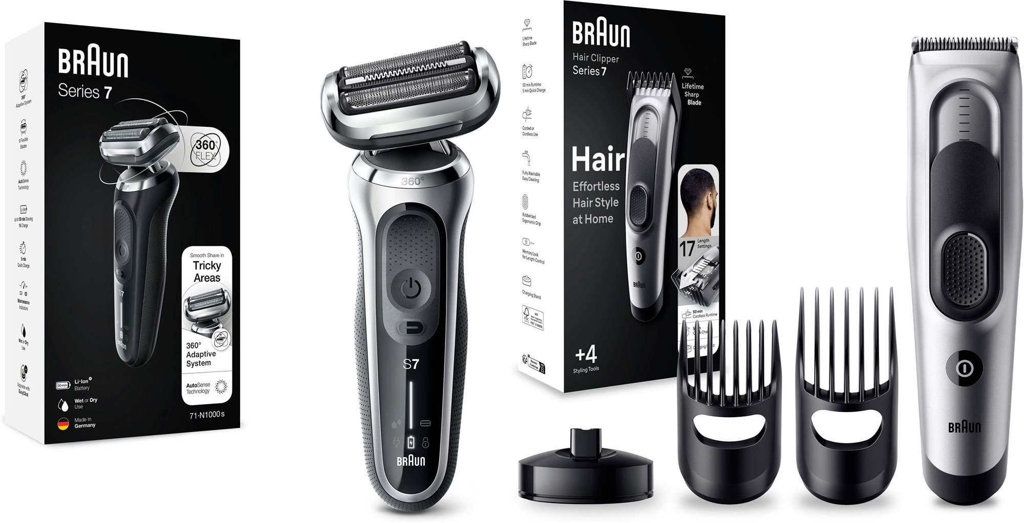 Braun Series 7 71-S1000s elektromos borotva + Braun Series 7 HC7390...