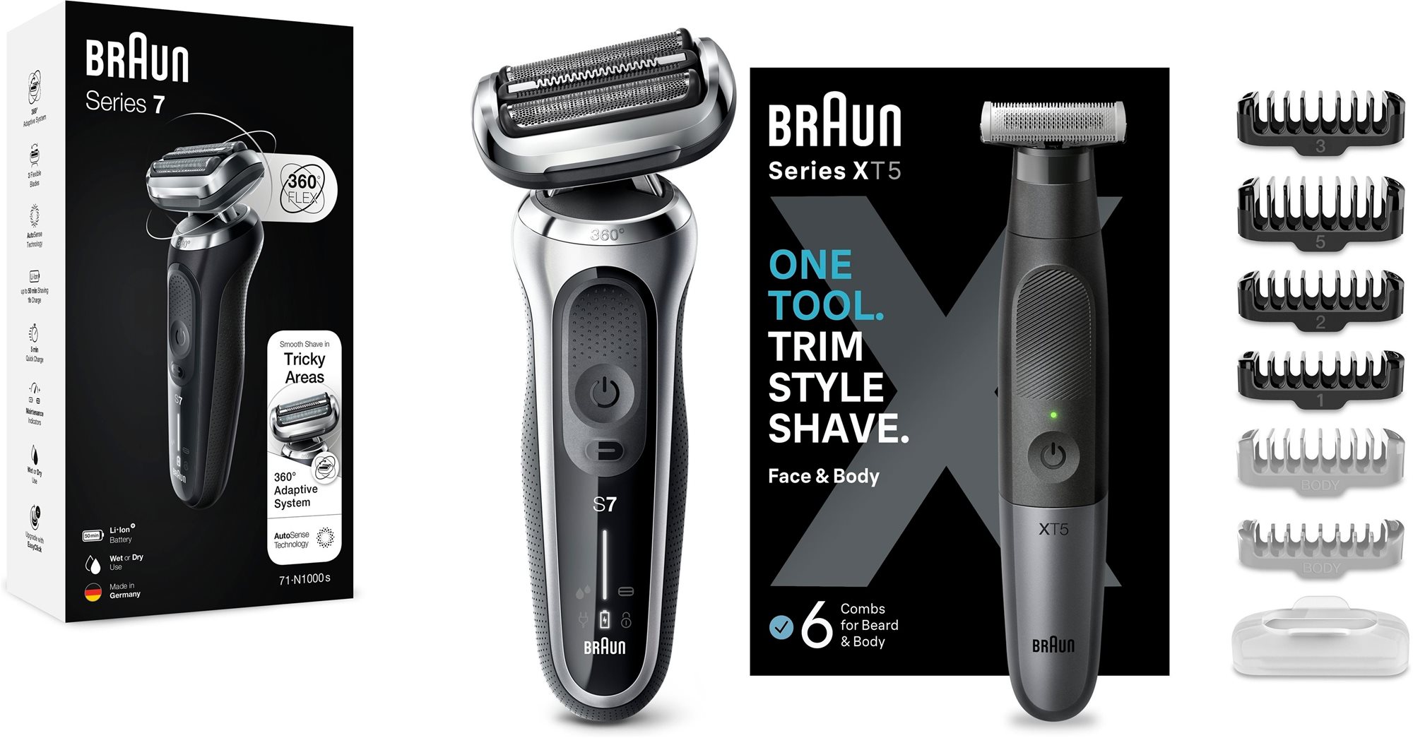 Braun Series 7 71-S1000s Elektrorasierer Silber + Braun Series X...