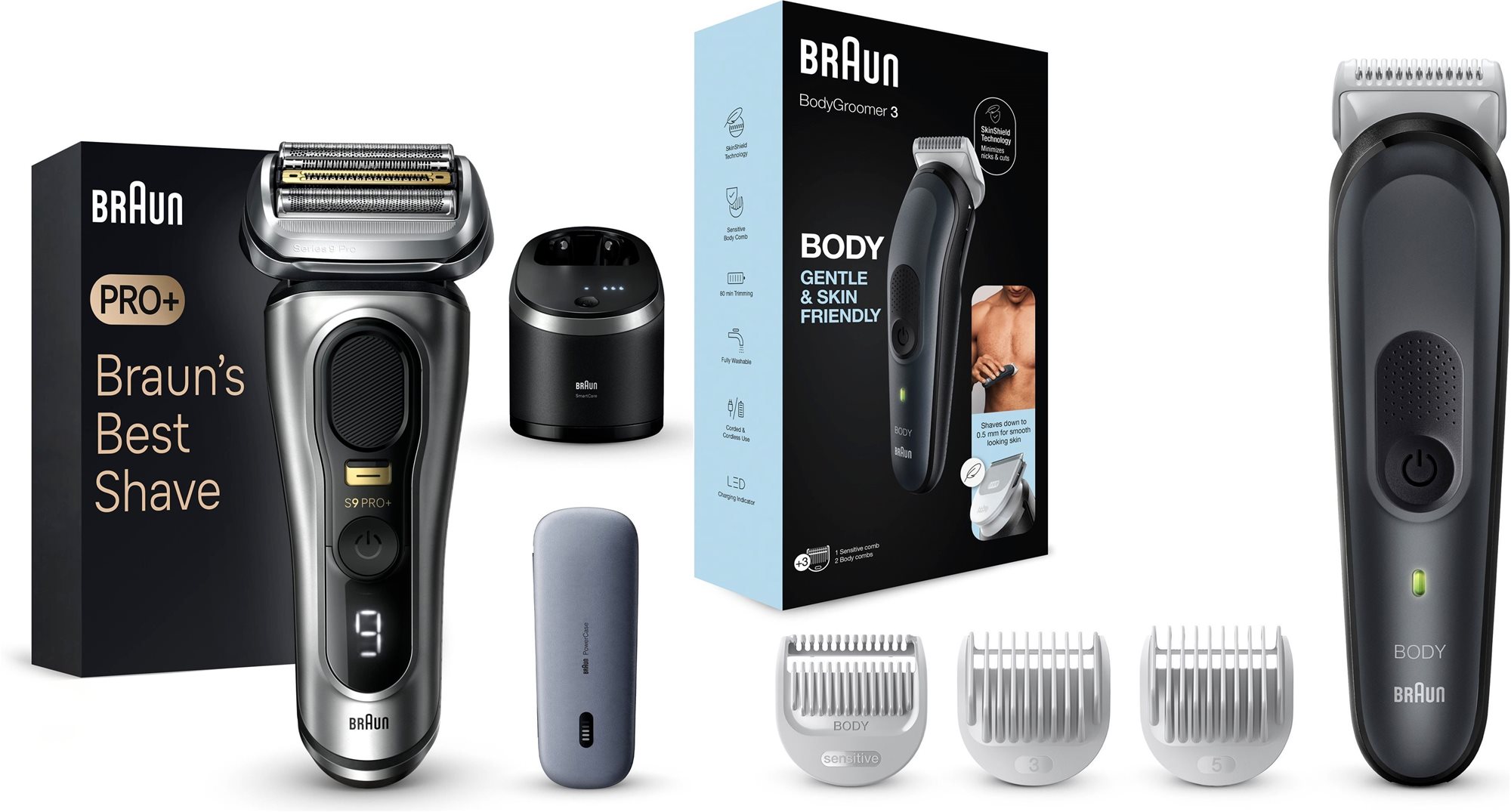 Braun Series 9 PRO+ Wet&Dry + Braun 3 BG3350 testszőrtelenítő Borotva