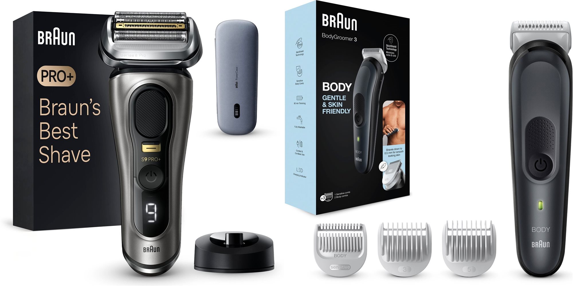 Braun Series 9 PRO+ Wet & Dry + Braun 3 BG3350 testszőrtelenítő...