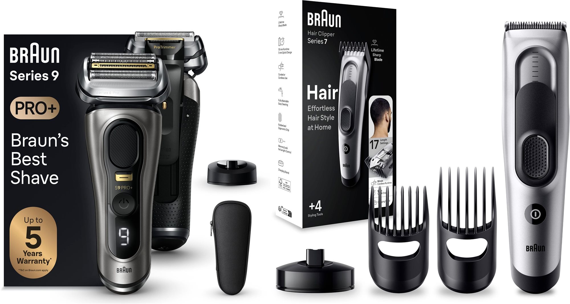 Braun Series 9 PRO+ sötétszürke borotva + Braun Series 7 HC7390...