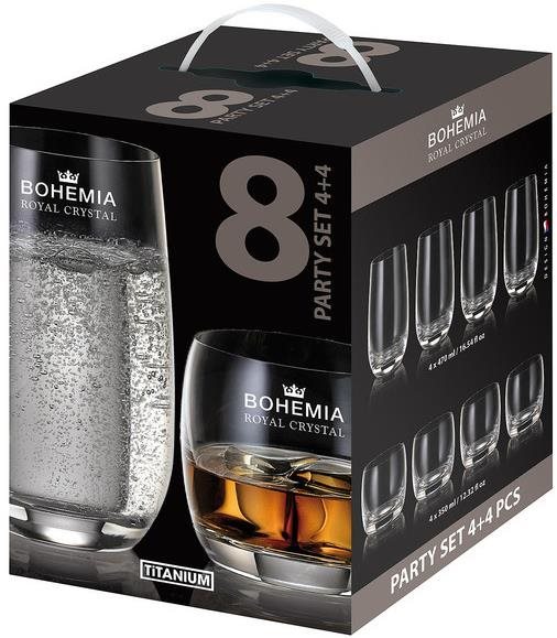 Bohemia Royal Crystal Pohár na vodu PARTY SET, 8 ks Pohár