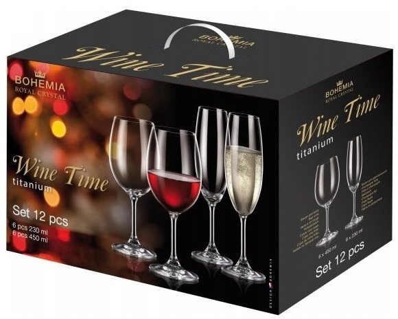 BOHEMIA ROYAL CRYSTAL Wine time set 12 ks Sklenice