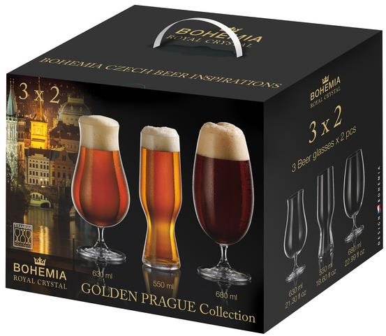 BOHEMIA ROYAL CRYSTAL Golden Prague collection 1 Beercraft Pohár