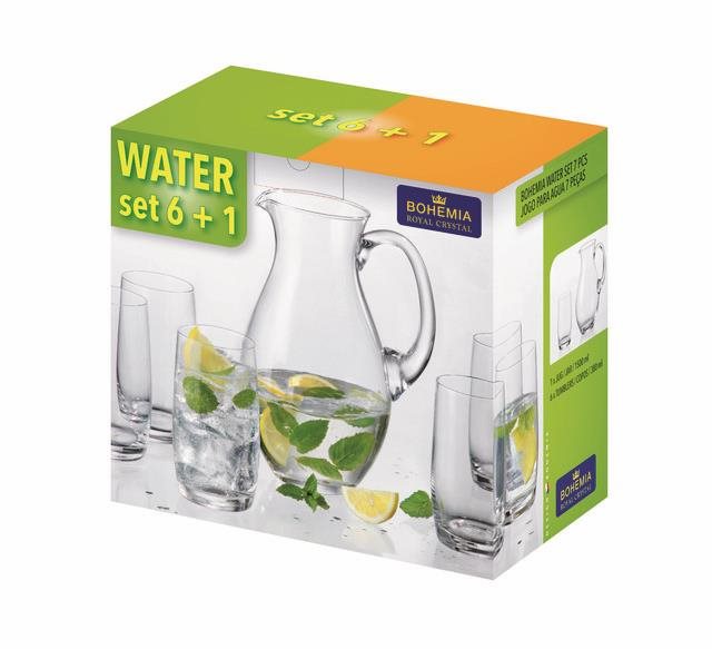 BOHEMIA ROYAL CRYSTAL Water súprava 7 pcs Pohár