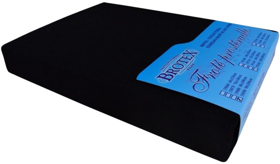 Brotex Froté plachta na posteľ čierna, 80 × 200 cm Plachta na posteľ