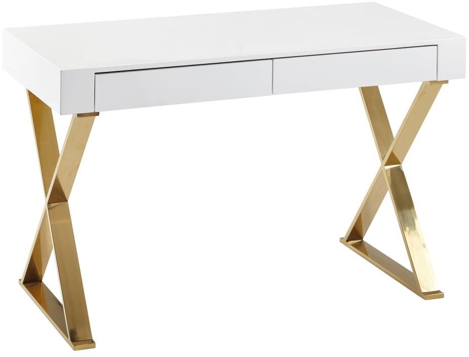 BRÜXXI Famu, 118 cm, biely/zlatý Písací stôl