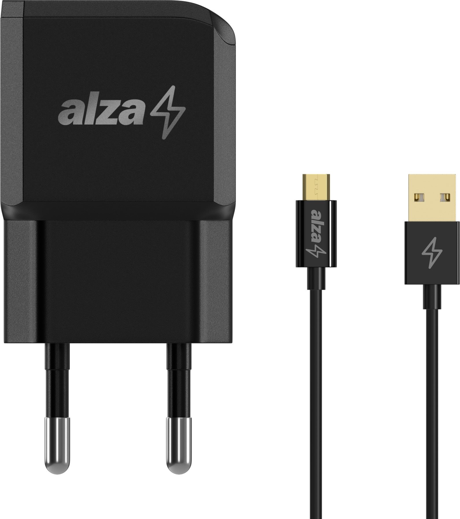 AlzaPower Smart Charger 2.1A - fekete + Core Micro USB, 1m - fekete...