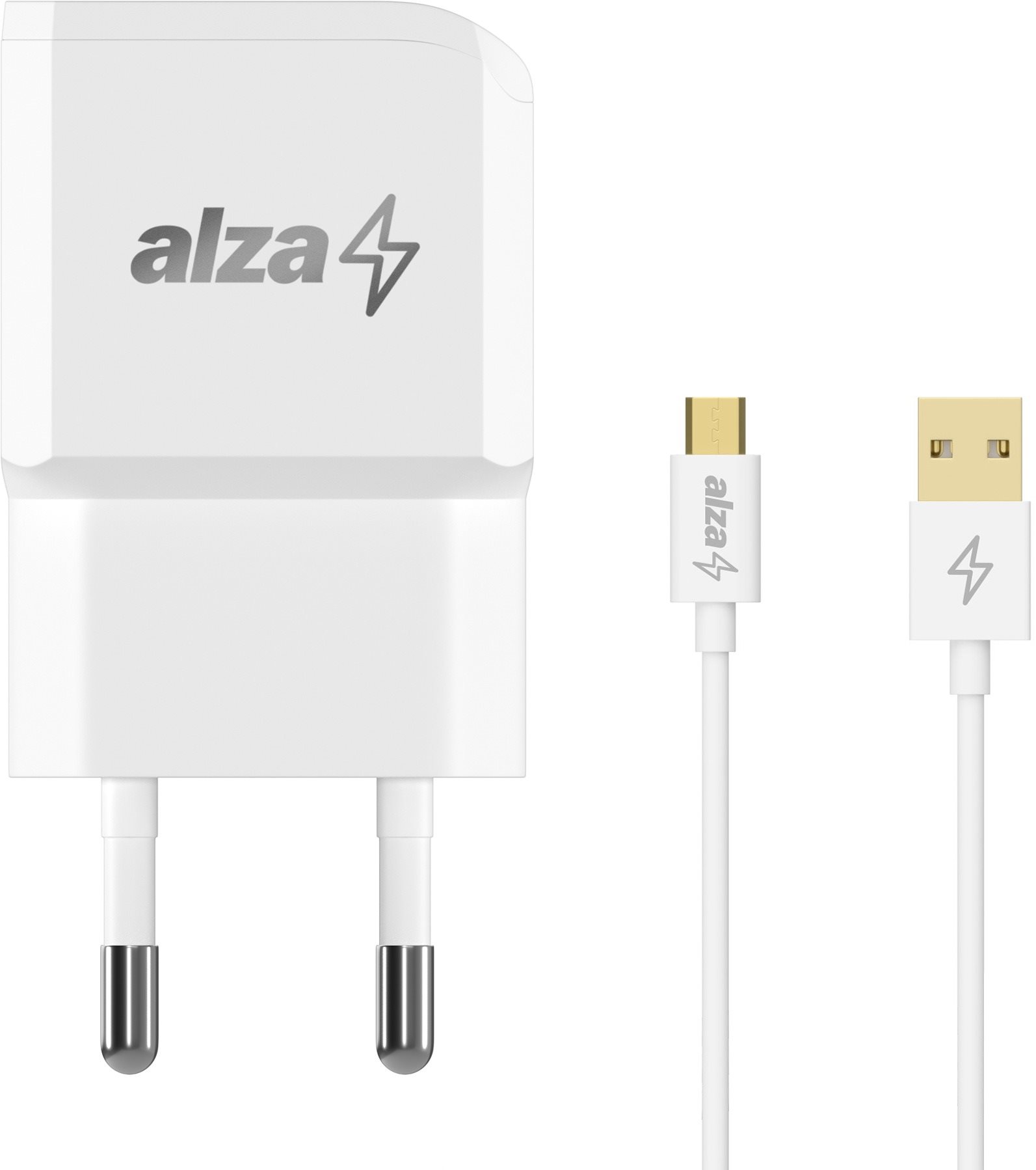 AlzaPower Smart Charger 2.1A - fehér + Core Micro USB, 1m - fehér...