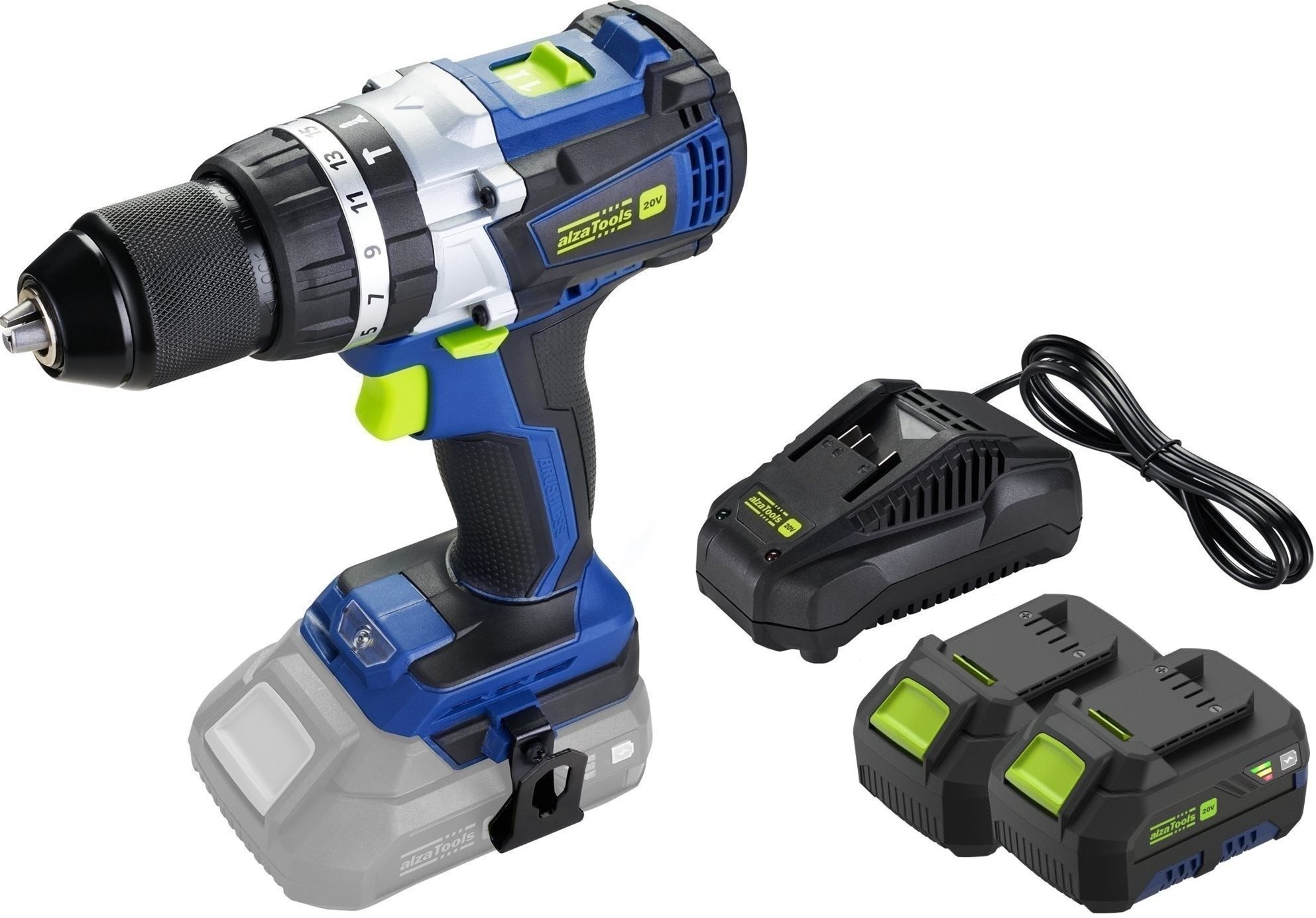 AlzaTools PRO CBHD20V Brushless + 3,5 A nabíjačka + 2× 4 Ah batéria...