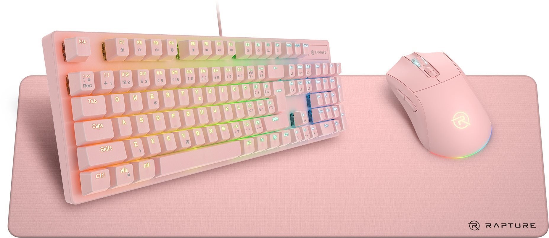 Rapture ELITE Gaming Set ružový Set klávesnice a myši