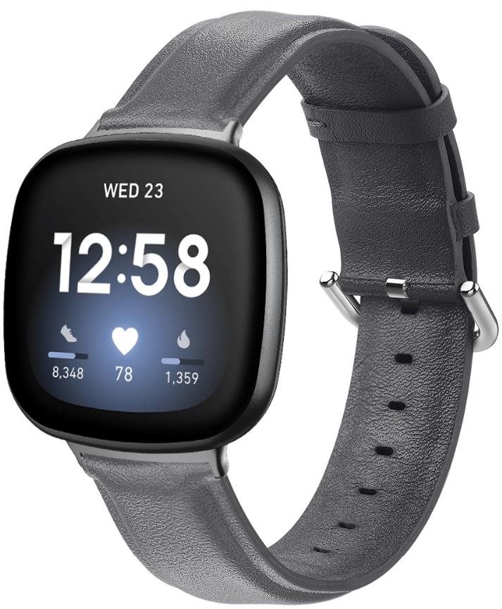 BStrap Leather Lux na Fitbit Versa 3, dark gray Remienok na hodinky