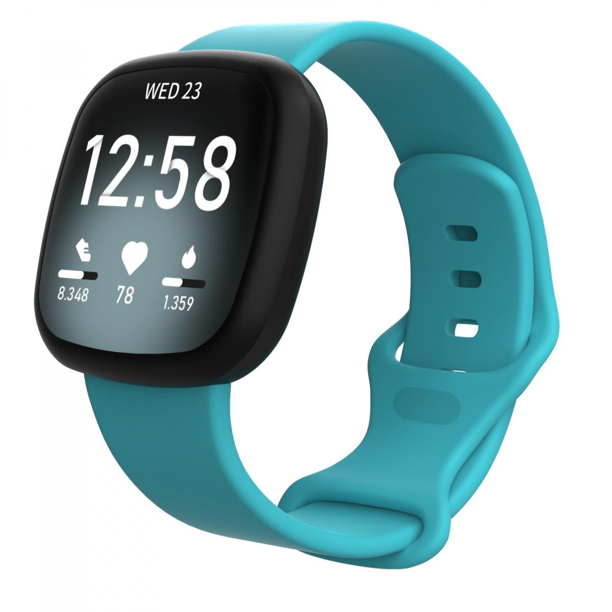 BStrap Silicone na Fitbit Versa 3 teal, veľkosť L Remienok na hodinky