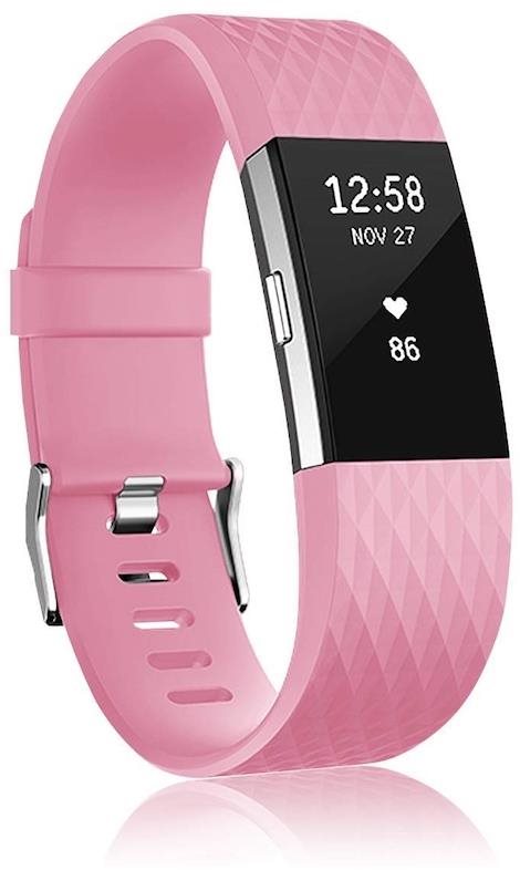 BStrap Silicone Diamond na Fitbit Charge 2 pink, veľkosť S Remienok...