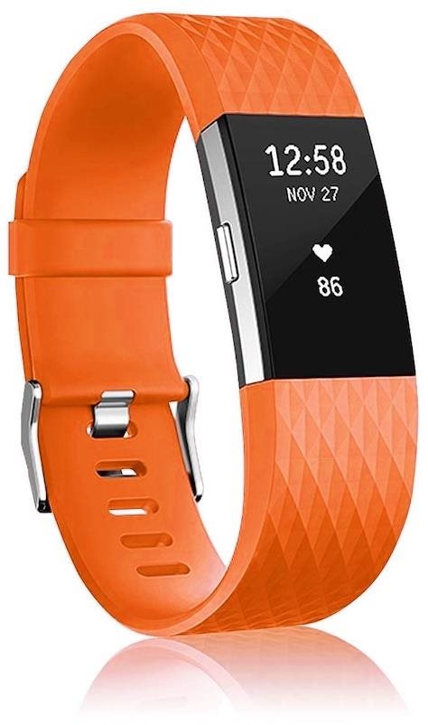 BStrap Silicone Diamond na Fitbit Charge 2 orange, veľkosť S...
