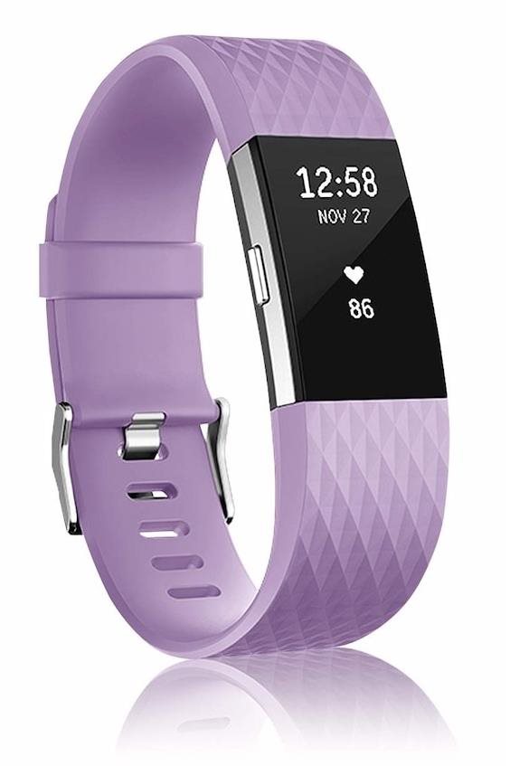 BStrap Silicone Diamond na Fitbit Charge 2 lavender, veľkosť L...