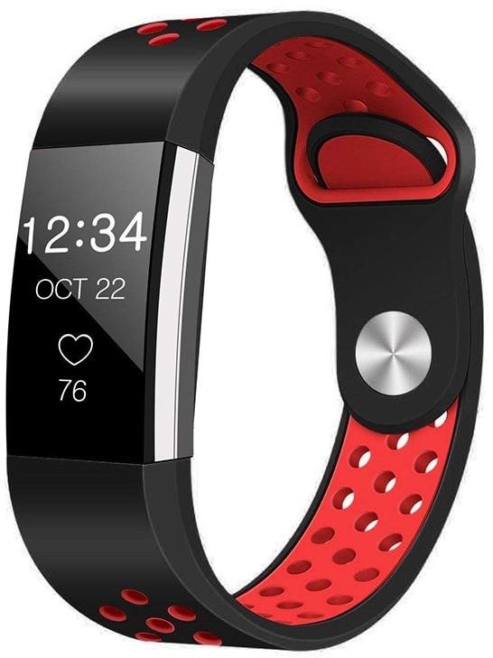 BStrap Silicone Sport na Fitbit Charge 2 black, red, veľkosť S...