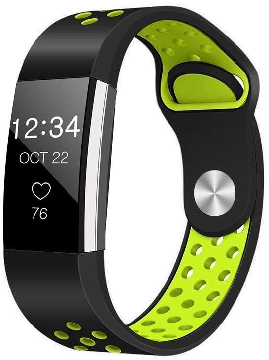 BStrap Silicone Sport na Fitbit Charge 2 black, green, veľkosť L...