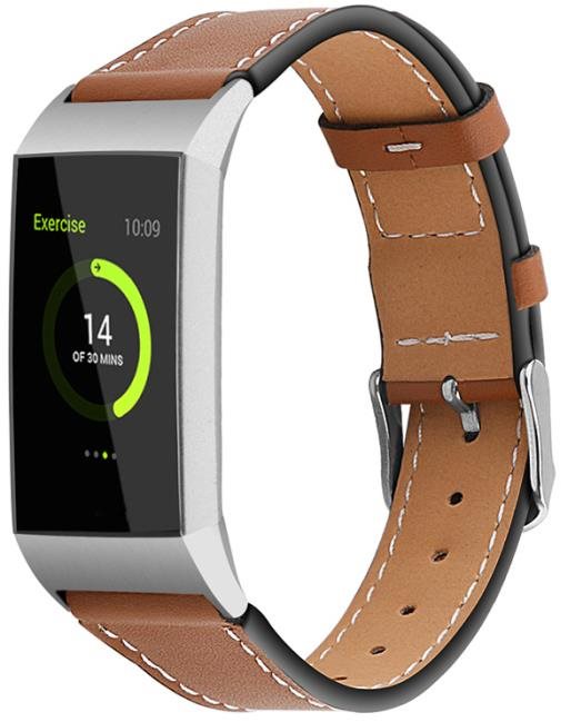 BStrap Leather Italy na Fitbit Charge 3/4 coffee, veľkosť S...