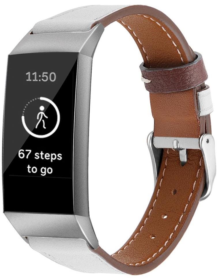 BStrap Leather Italy na Fitbit Charge 3/4 white, veľkosť L Remienok...