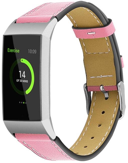 BStrap Leather Italy na Fitbit Charge 3/4 pink, veľkosť L Remienok...