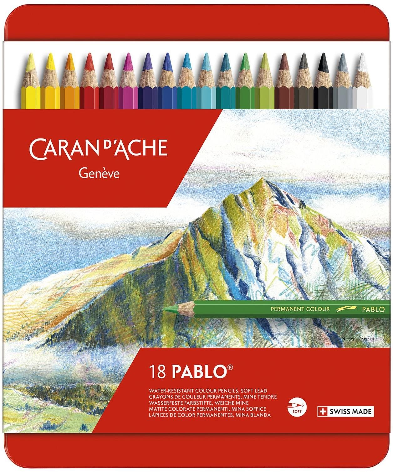 CARAN D'ACHE Pablo 18 farieb v kovovom boxe Pastelky