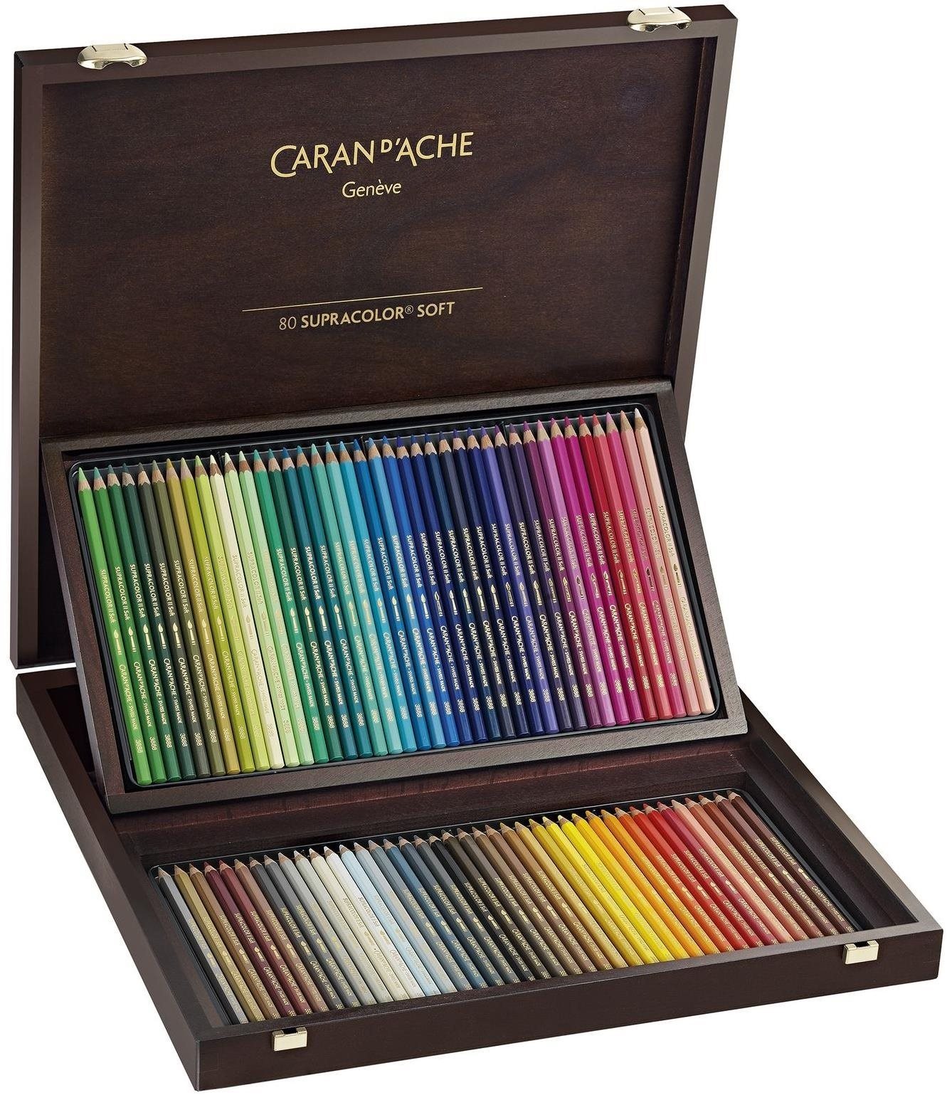 CARAN D'ACHE Supracolor Aquarelle 80 farieb v drevenom boxe Pastelky