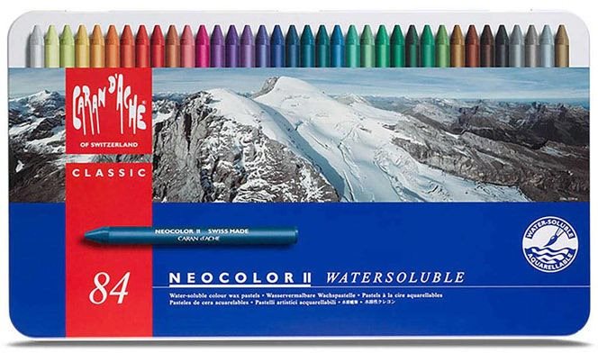 Caran D'ache Neocolor II 84 barev v kovovém boxu Olejové pastely