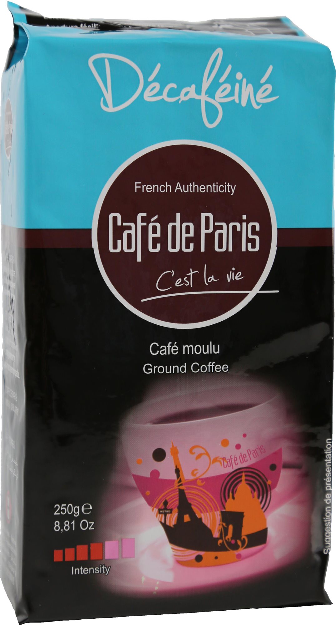 Café de Paris DECAFEINE, mletá 250 g Káva