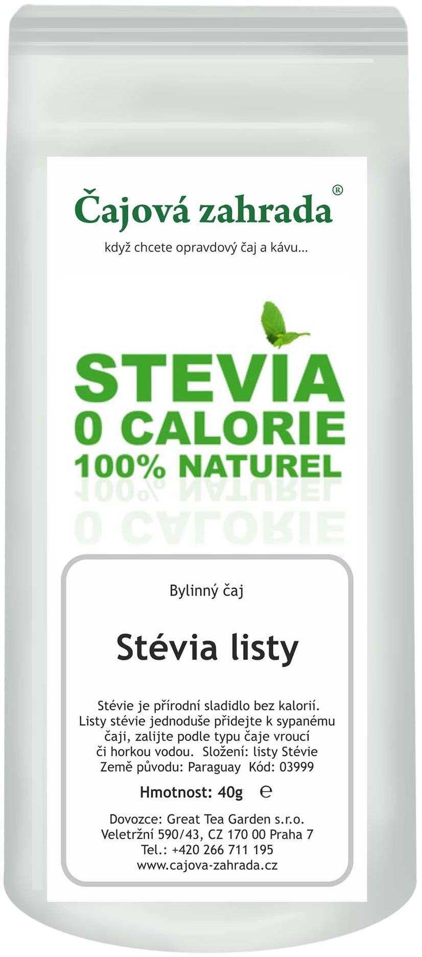 Čajová zahrada Stévia listy Čaj
