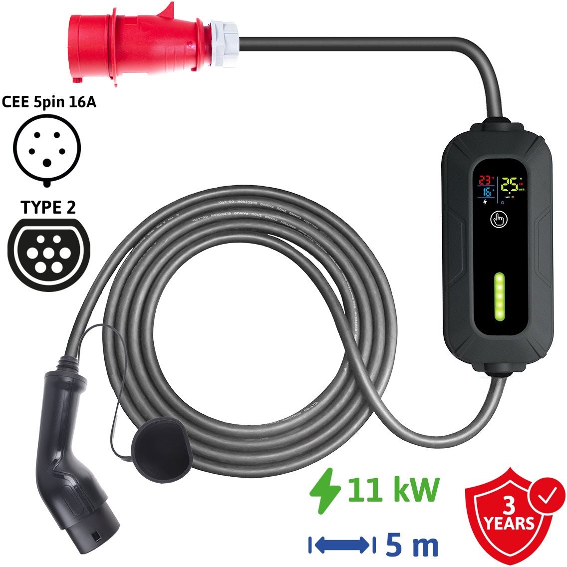 Sectron Lite Prenosná nabíjačka na elektromobil – 16A, 11 kW, 400...