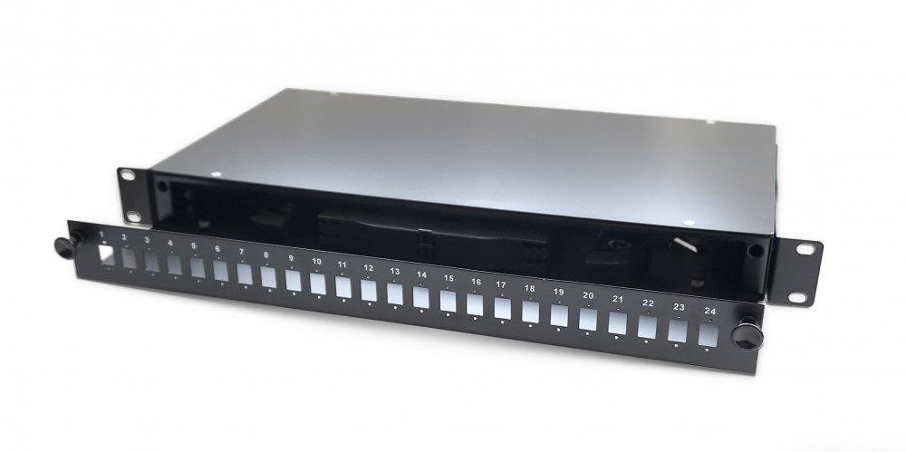 CTnet 19" optická police 24 SC/LC/E2000 výsuvná Patch panel