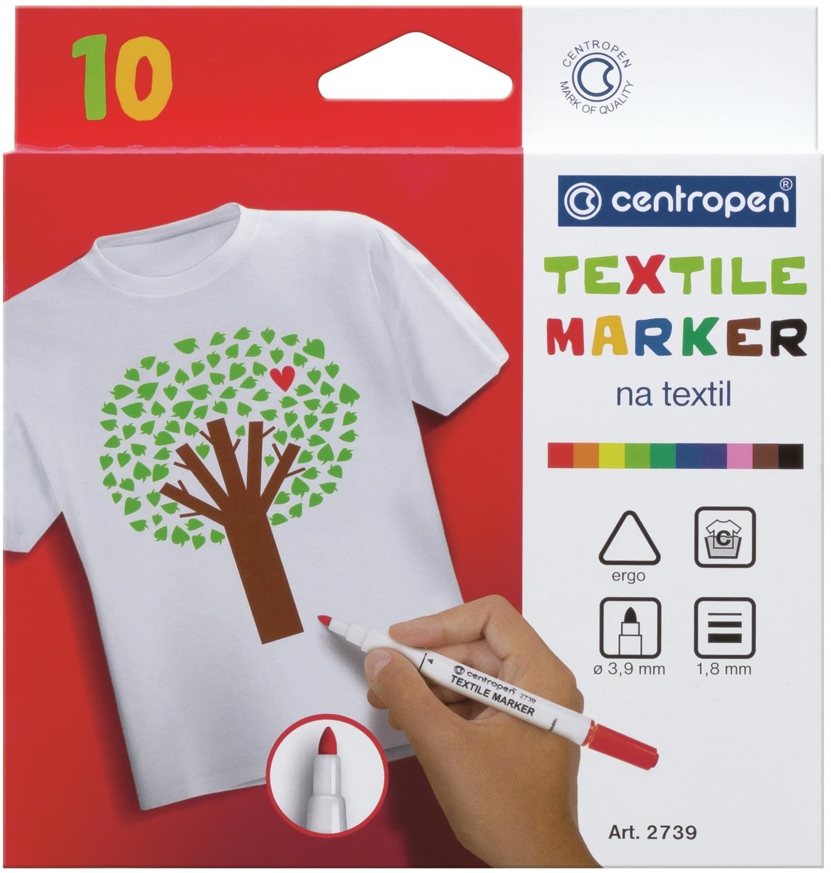 CENTROPEN značkovač 2739, na textil, ergo, balenie 10 ks Popisovače