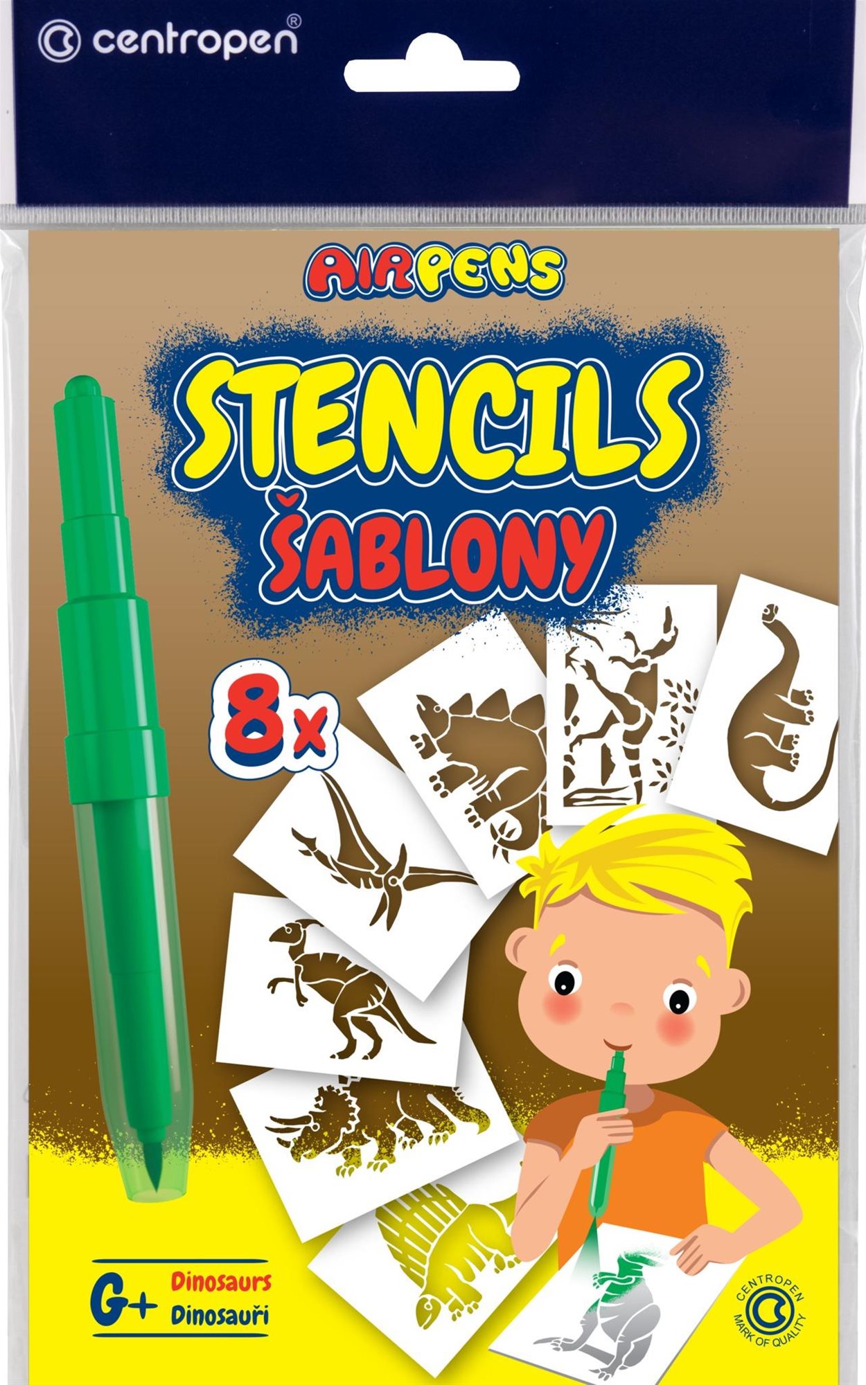 CENTROPEN šablóny k fúkacím fixkám 9996 G + dinosaury Šablóna na...