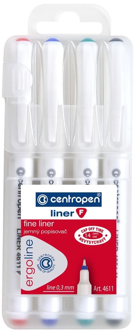 Centropen 4611 Liner, 4 db Tűfilc készlet