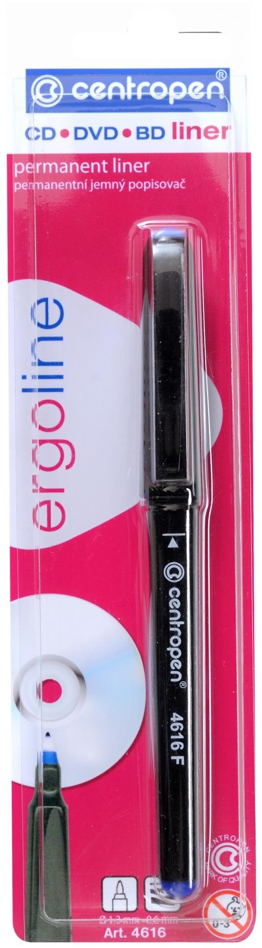 CENTROPEN liner na CD / DVD / BD 4616 čierny Popisovač