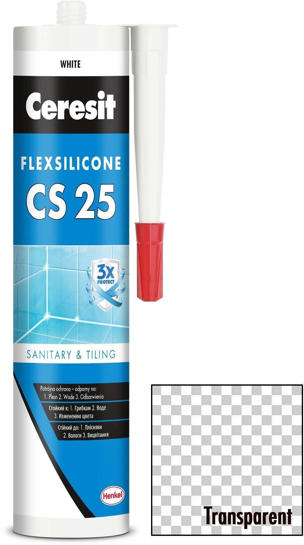 Ceresit Sanitárny silikón CS 25 transparentný, 280 ml Silikón