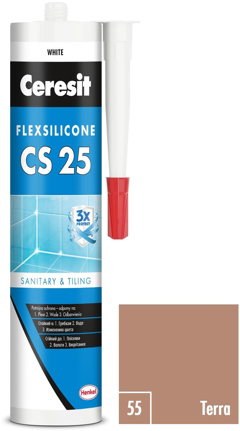 Ceresit Sanitárny silikón CS 25 terra, 280 ml Silikón