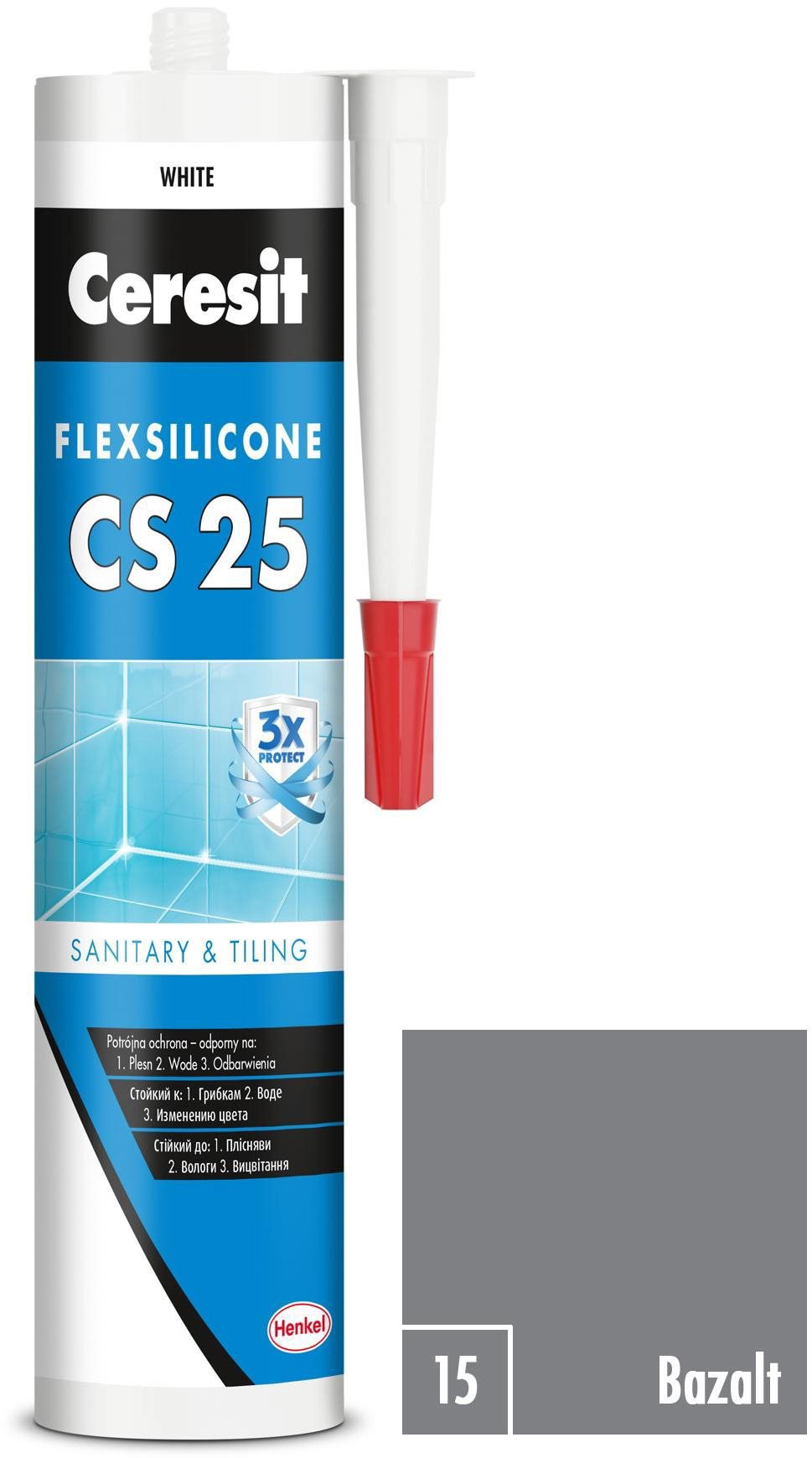 Ceresit Sanitárny silikón CS 25 bazalt, 280 ml Silikón