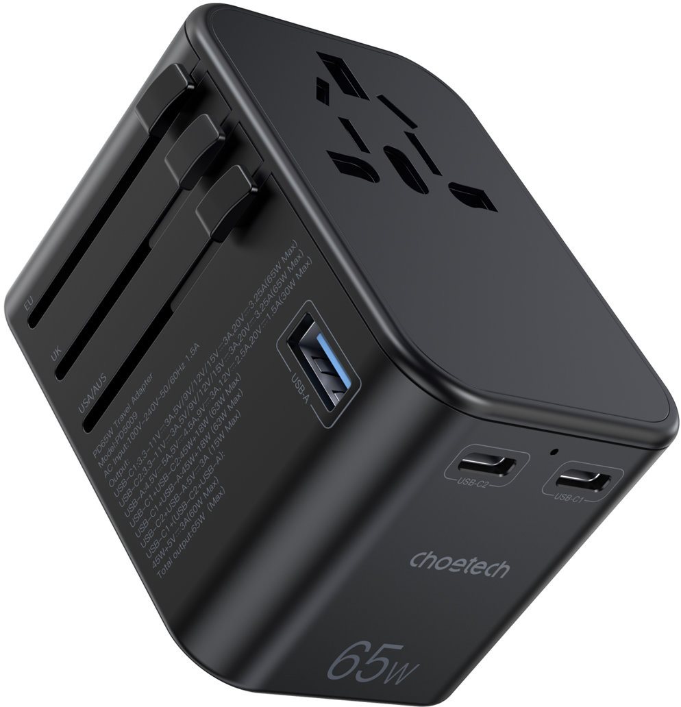 ChoeTech PD65W 2C+A Travel Travel Wall Charger Utazó adapter